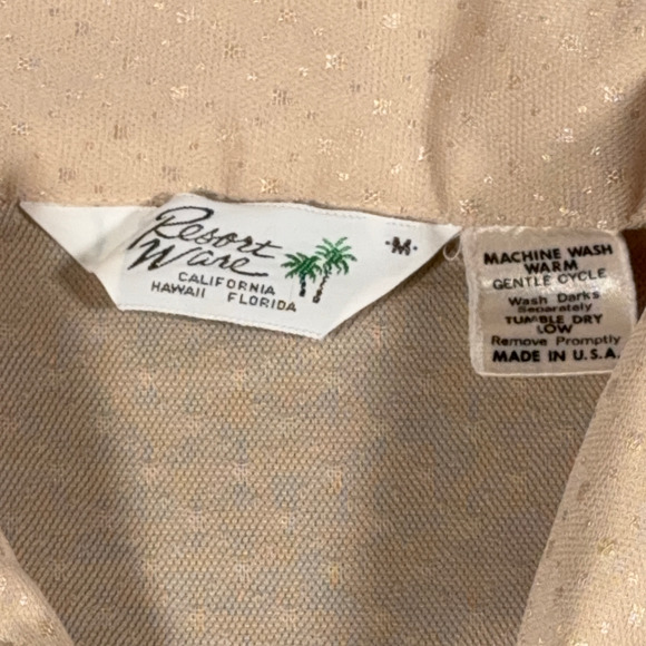 Vintage Resort Ware Polo Shirt Adult MEDIUM Brown Sparkle Pin Dot Disco 70s - Picture 6 of 8